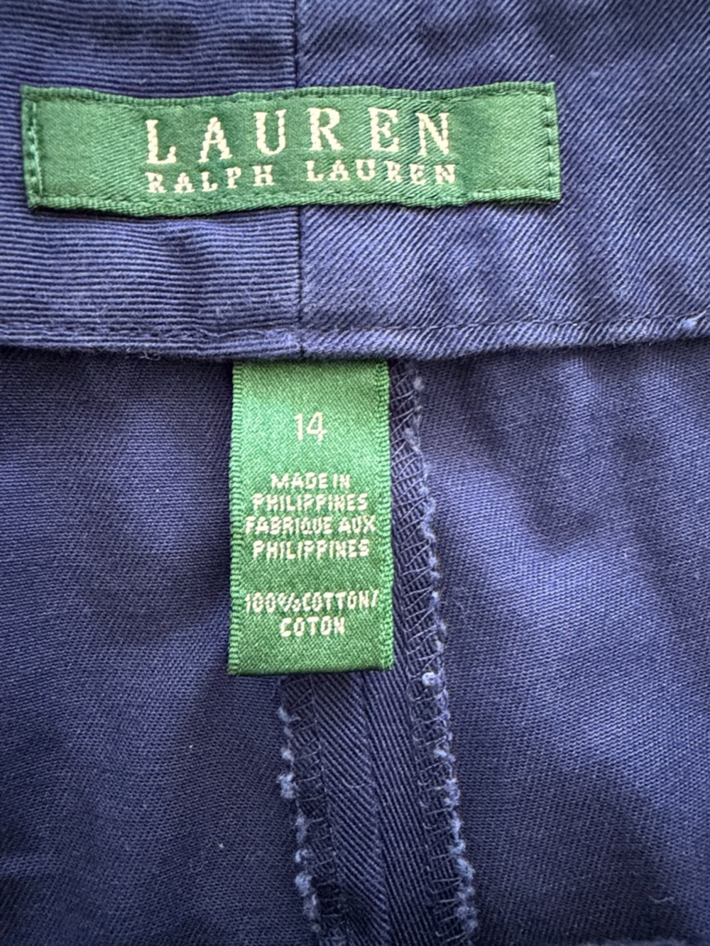 Lauren Ralph Lauren Women's Bermuda Shorts Navy Blue Size 14 Cotton - Picture 3 of 3